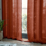 1 x RAW Customer Returns MIULEE Set of 2 Voile Curtains Sheer Linen Curtain with Eyelets Transparent Irregular Texture Curtain Eyelet Curtain Window Curtain Translucent for Bedroom 260 x 140cm H x W Brick Red - RRP €29.49