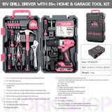 1 x RAW Customer Returns Hi-Spec 81-piece pink tool set with 18V pink cordless drill and bit set. DIY for the woman in the house. All in one storage case - RRP €92.99