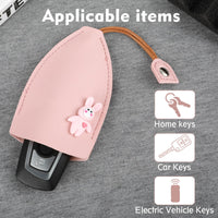 3 x Brand New Lusofie 4 Pieces Rabbit Key Bag Extendable Key Case Car Key Holder PU Leather Car Key Case Holder with Cord Closure for Most Types of Car Keys - RRP €82.8