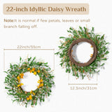 2 x Brand New Walasis door wreath autumn front door decoration wreath all year round outside with willow wreath door decoration window decoration yellow white, 55cm  - RRP €40.8