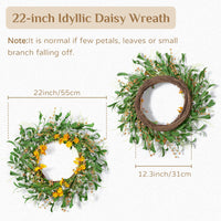 1 x Brand New Door wreath summer front door door decoration outside Walasis wreath all year round with willow wreath door decoration autumn decoration yellow white, 55cm  - RRP €20.4