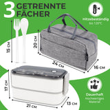 1 x RAW Customer Returns Premium Lunch Box for Adults and Children Including Carry Bag and Cutlery Bento Box Stainless Steel with Compartments Lunch Box Kindergarten Lunch Snack Box Lunch Boxes Banana Box White  - RRP €34.99