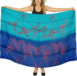 1 x Brand New LA LEELA Women s Wrap Swimsuit Casual Beach Sarong Navy, Tie Dye One Size - RRP €24.0