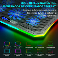 1 x RAW Customer Returns RGB Gaming Laptop Cooling Base for Desktop and Lap Use, MOOJAY Cooling for 15.6-17.3 Laptops, 8 Adjustable Heights with 8 Fans and Phone Holder - Blue LED Light - RRP €38.54