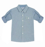 2 x Brand New BIENZOE Boys Cotton Plaid Button Down Shirt Olive Size 7 8 - RRP €42.62