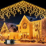 1 x RAW Customer Returns GYLEFY Ice Rain Fairy Lights Outdoor, 10M 400 LED Connectable Fairy Lights Outdoor, Christmas Lights Outdoor IP65 Waterproof Timer, 8 Mode Fairy Lights for Christmas Decoration Outdoor Indoor Warm White - RRP €30.48