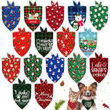 1 x RAW Customer Returns 16 Pieces Christmas Dog Bandana, Pet Bandana Scarf, Christmas Plaid Triangle Bib Dog Scarf, Classic Christmas Dog Reversible Bandanas for Small, Medium, Large Dogs Cat - RRP €18.14