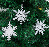 1 x RAW Customer Returns Pack of 36 snowflake Christmas decoration pendants, plastic Christmas tree decoration set, snowflake decoration for Christmas tree, glitter Christmas tree decoration, silver - RRP €12.79