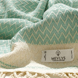 1 x RAW Customer Returns MEVLYS sauna towel Hammam towel pack of 2 beach towel sauna towel bath towel shower towel beach towel picnic blanket yoga towel cotton extra light women men mint sax blue  - RRP €39.95