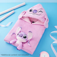 1 x RAW Customer Returns Disney Stitch Hoodie Blanket Kids Girls Sherpa Hooded 3D Ears Kangaroo Pocket Girls Gifts Pink Angel  - RRP €21.49