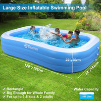 1 x RAW Customer Returns Duerer Inflatable Pool Rectangular, 241cm x 142cm x 56cm, Large Paddling Pool for Children and Adults Summer Party, Inflatable Swimming Pool, Family Swimming Pool for Garden, Outdoor, Easy Set - RRP €83.59