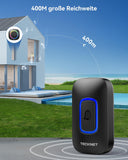 1 x RAW Customer Returns TECKNET wireless doorbell, wireless doorbell battery operated with RGB light, 60 melodies, IP66 waterproof outdoor doorbell set, 400m wireless range doorbell kit with 4.5 years lifespan - RRP €13.82