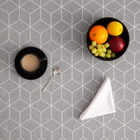 1 x RAW Customer Returns GAMUSI Geometric Line Gray Stain-Resistant Tablecloth 140x240 cm - RRP €24.85