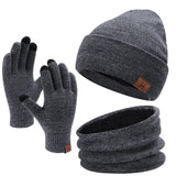 1 x RAW Customer Returns Bequemer Laden Warm winter hat, touchscreen scarf and gloves, set for men and women, winter hat, knitted hat, scarf, winter gloves, knitted gloves with padding - RRP €24.0