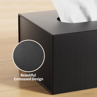 1 x RAW Customer Returns JiaWei Foldable Rectangular Tissue Box 23.5 x 12 x 7.8 cm, Tissue Box with Magnetic Cover Embossed Design, Made of 1600 g m Extra Sturdy Cardboard - Black - RRP €18.31