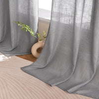 1 x RAW Customer Returns Woaboy Interior Curtains Translucent Linen Modern Decorative Eyelet Curtains for Living Room Bedroom 2 Pieces 140x245cm Gris Clair - RRP €41.99