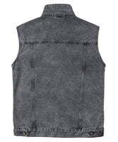 1 x RAW Customer Returns Harbrosrce Men s Denim Sleeveless Vest Retro Vintage Cool Cotton Sleeveless Denim Jacket for Motorcycle Photography Outerwear - RRP €43.99