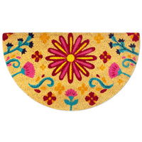 1 x RAW Customer Returns LUA VIKA doormat coconut semi-circular, doormat for inside and outside, dirt trap mat for your front door, washable, with non-slip PVC, funny doormats, outside doormats, doormat 40x70 flowery  - RRP €24.99