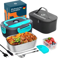 1 x RAW Customer Returns TRAVELISIMO 3 in 1 Electric Lunch Box, 80W 12V 24V 220V Electric Work Food Lunch Box for Car Truck Work, 1.5L Work Food Lunch Box, Stainless Steel Electric Food Taper - RRP €34.99