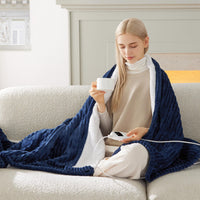 1 x RAW Customer Returns BEDSURE Heating Blanket-Solid-Flannel-Europe W5 electric blanket with automatic switch-off, electric heating blanket 200x180cm fast heating, 8 heating levels, 9 time settings - RRP €60.02