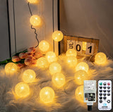 1 x RAW Customer Returns Liyade indoor fairy lights, cotton ball fairy lights, 6M 20LED ball fairy lights with plug, 8 modes 6CM, ideal for indoor girls teenagers baby decoration, Christmas, wedding, party, room decoration - RRP €18.84