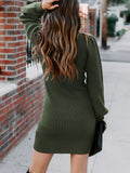 1 x RAW Customer Returns Yageshark Knitted Dresses Women s Sweater Dress Mini Dress Winter Dress Casual High Elasticity Long Sleeve Knitted Dresses Green, Medium  - RRP €37.3