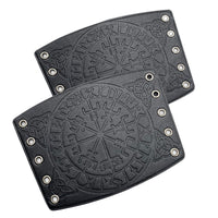 1 x RAW Customer Returns HiiFeuer Viking Vegvisir Embossed Leather Arm Armor 3 Colors LARP Gauntlet Leather Armor Bracer Black  - RRP €20.84