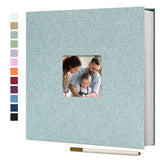 1 x RAW Customer Returns Vienrose Self-Adhesive Photo Album 28x27 CM Photo Album to Paste and Write Linen Cover Scrapbook Gift Baby Birthday Memories Wedding Anniversary Family with a Metal Pen - RRP €22.48