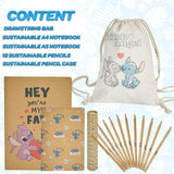 1 x RAW Customer Returns Disney stationery set with recycled paper notebook and Stitch colored pencils - RRP €16.96