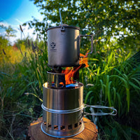 1 x RAW Customer Returns Bestargot Hobo Stove Wood Stove Camping Grill, Portable Camping Hobo Stove Made of Stainless Steel, Outdoor Grill Wood Gasifier for Solo Camping, Survival, Bushcraft, BBQ - RRP €24.99