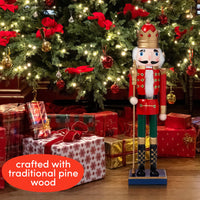 1 x RAW Customer Returns THE TWIDDLERS Large Handmade Wooden Christmas Nutcracker Soldier, 50cm - Premium Pine and Wood Material, Classic Traditional Christmas Decorations - RRP €39.99