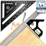 1 x RAW Customer Returns Carpenter s Square 12-EN-1 - Complete Set of Carpenter s Squares Kit of 2 - Metal Square 185mm Combined Square for Wood 300mm - Carpentry Tools - With Carpenter s Gauge - RRP €16.99