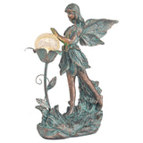 1 x RAW Customer Returns TERESA S COLLECTIONS Garden Fairy Figurines, Decoration with Solar Lights, Outdoor Garden Statues of Angels Playing with a Crackled Glass Globe, Patio Decorations Bronze  - RRP €40.33