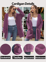 1 x RAW Customer Returns JUOIANTANG Women s Long Chunky Knit Cardigan, Warm Knitted Cardigan S-3XL, Purple , L - RRP €24.0