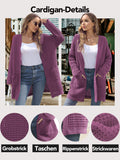 1 x RAW Customer Returns JUOIANTANG Women s Long Chunky Knit Cardigan, Warm Knitted Cardigan S-3XL, Purple , L - RRP €24.0