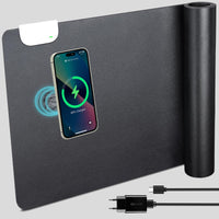 1 x RAW Customer Returns GORESE Desk Mat Leather Wireless Charging Table Mat Mouse Pad 10W Qi Desk Mat 800x320x4mm with 10W Fast Charging Table Mat Qi Wireless Charging Desk Pad for iPhone 13 14 Pro Mobile Phone - RRP €39.99