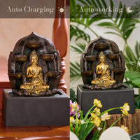 1 x RAW Customer Returns TERESA S COLLECTIONS Buddha fountain for room decoration, table fountain, water fountain with reflective lighting, home, office, garden decoration, mother daughter gift - RRP €39.99