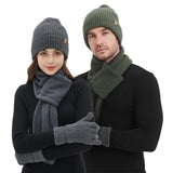 12 x Brand New ACUSHLA Winter 3-piece men s wool hat scarf gloves set, warm beanie skull cap scarf thermal glove set for men army green - RRP €237.84