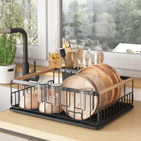 1 x RAW Customer Returns COVAODQ dish drainer, dish drainer, cutlery stand with drip tray, 43 32 14 cm black  - RRP €30.99