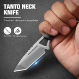 1 x RAW Customer Returns DRACHENADER Neck Knife Tanto knife fixed small full tang outdoor mini knife with plastic sheath - RRP €11.06