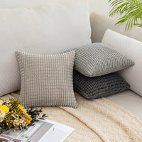 1 x RAW Customer Returns MIULEE Set of 2 cushion covers, corduroy velvet, decorative cushion, sofa cushion, decorative couch cushion, cushion cover, soft for living room, bedroom, 14 x 14 inches, 35 x 35 cm, sand colour - RRP €15.12