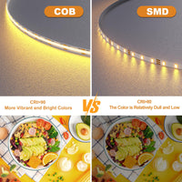 1 x RAW Customer Returns wobsion COB LED strip 24V warm white, 5M LED strip dimmable with RF remote control, 3000K LED strip warm white 320LEDs M, 24W GS power supply, CRI90 flexible bright LED strip for stairs, kitchen, study - RRP €27.22