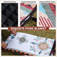 1 x RAW Customer Returns LARUTAN Waterproof Picnic Blanket, 200 x 300 cm, Seattle Beach Blanket with Carrying Handle, Beach Mat, for Family Holidays, Garden and Picnic - RRP €37.99