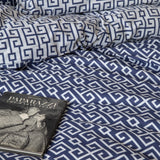 1 x RAW Customer Returns LERUUM bed linen 155x220 cotton maritime dark blue geometric reversible navy blue duvet cover 1 x pillowcase 80x80 2 pieces, Classy Navy  - RRP €45.5