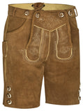 1 x RAW Customer Returns Men s traditional short leather trousers with suspenders 52 light brown  - RRP €64.99