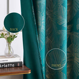 1 x RAW Customer Returns MIULEE Curtains Velvet with Gold Foil Leaves Pattern, 2 Pieces Turquoise Velvet Curtains with Eyelets, Each 280 cm High, Super Soft Velvet Curtain Opaque for Decoration Living Room Bedroom, Beautiful Velvet Curtain - RRP €49.18