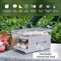 1 x RAW Customer Returns Egg Container for Refrigerator, Double Lane Automatic Rolling Egg Holder for Refrigerator, Storage Box with Lid for Food, Drinks etc. Pearl White  - RRP €21.17