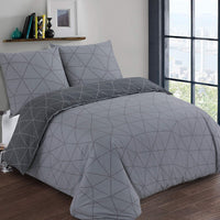 1 x RAW Customer Returns VISION Hugo duvet cover and 2 matching pillowcases, cotton, cotton, anthracite, 200 x 200 cm - RRP €30.06