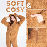 1 x RAW Customer Returns CityComfort Women s Teddy Fleece Onesie Pajamas S-XL XL, Brown Teddy  - RRP €30.0