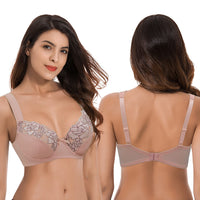 1 x RAW Customer Returns Curve Muse Women s Plus Size Minimizer Underwire Bra with Embroidered Lace - 2 Pack-Pink,Dark Grey-110F - RRP €38.99